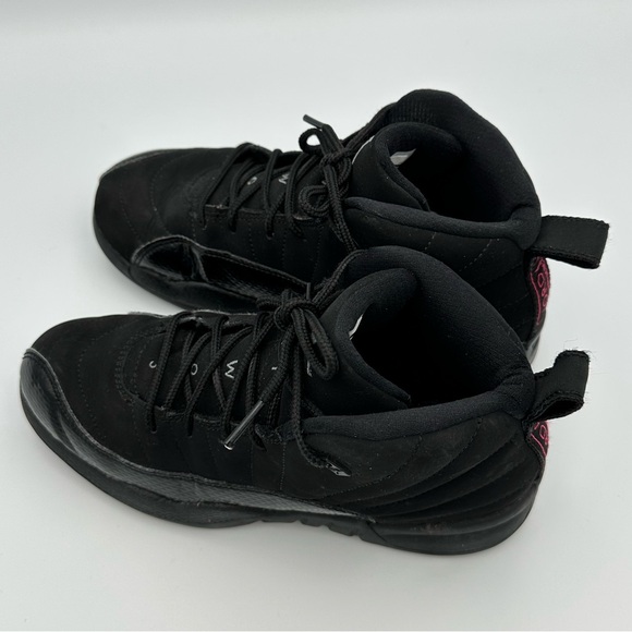Nike Air Jordan 12 Retro Youth Size 3Y Black Suede Shoes Sneakers 510816-006 - Picture 2 of 10
